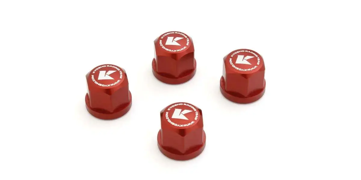 Long Serrated Wheel Nuts Kyosho Mad Series (4) Red
