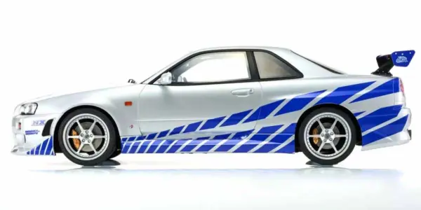 Kyosho 1:12 Resin Nissan Gt-R 2001 Fast & Furious Silver/Blue Stripes