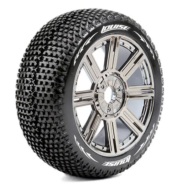 Louise Rc B-Turbo 1/8 Fr/Rr Soft Hex 17mm Spoke Black Chrome