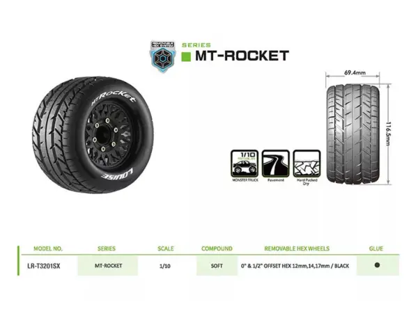 Louise Rc Mt-Rocket Removable Hex 12,14,17mm 0"& 1/2" Offset