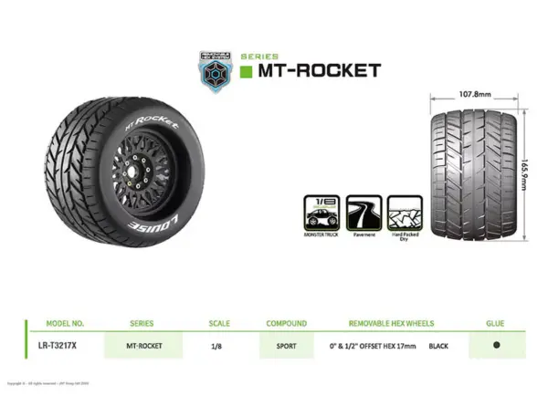 Louise Rc Mt-Rocket Removable Hex 17mm 1/8 0" & 1/2" Offset