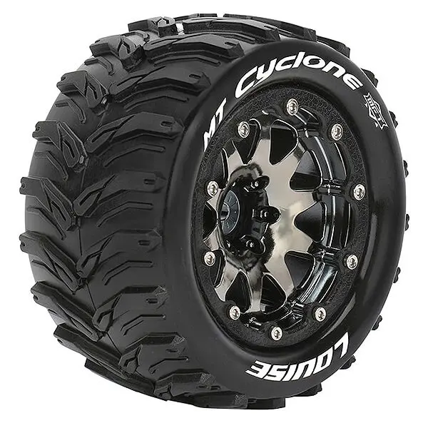 Louise Rc Mt-Cyclone 1/10 Soft Bead-Lock/1/2 Offset Hex 12m Black Chrome