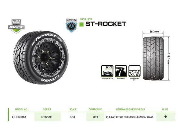 Louise Rc St-Rocket Removable Hex 12,14,17mm 0"& 1/2" Offset