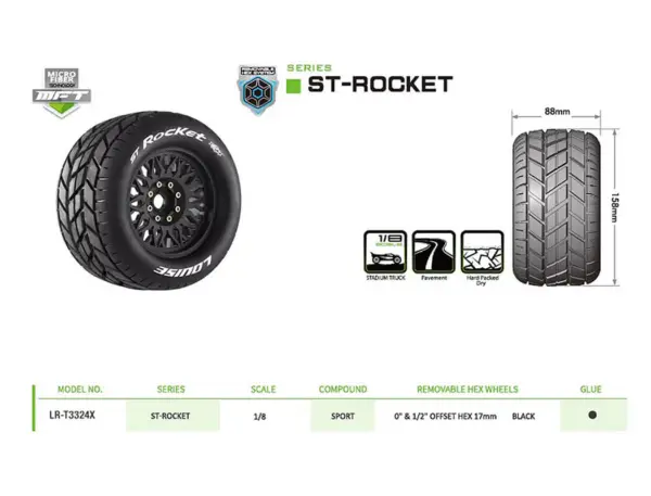Louise Rc St-Rocket Removable Hex 17mm 1/8 0" & 1/2" Offset