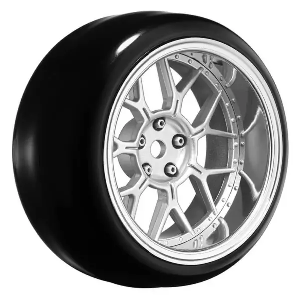 Louise Rc 1/10 Drift 2,4,6,8mm Offset 14-Spoke Wheels Matte Silver With Tyres