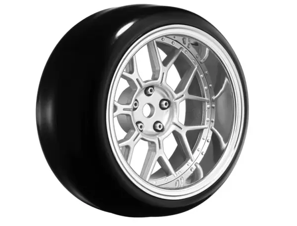 Louise Rc 1/10 Drift 2,4,6,8mm Offset 14-Spoke Wheels Matte Silver With Tyres