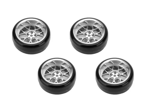 Louise Rc 1/10 Drift 2,4,6,8mm Offset 14-Spoke Wheels Matte Silver With Tyres