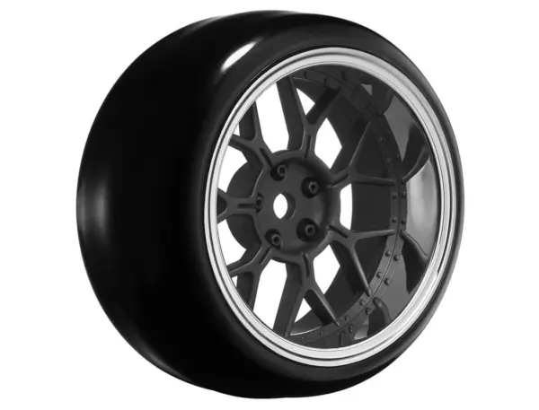 Louise Rc 1/10 Drift 2,4,6,8mm Offset 14-Spoke Wheels Matte Black With Tyres