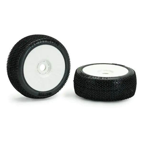Matrix Neutron Clay Soft 1:8 Buggy Pre-Glued White Wheels (2)