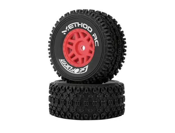 Method Geoform 1/16 Sc Tyres on 12mm Hex Red Wheels (Pr)
