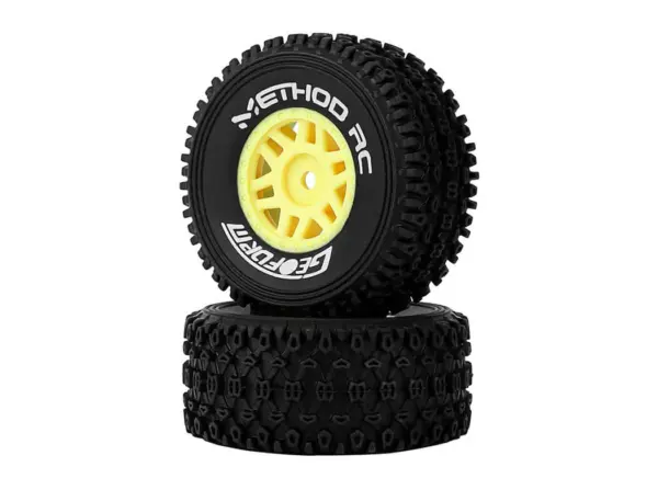 Method Geoform 1/16 Sc Tyres on 12mm Hex Yellow Wheels (Pr)