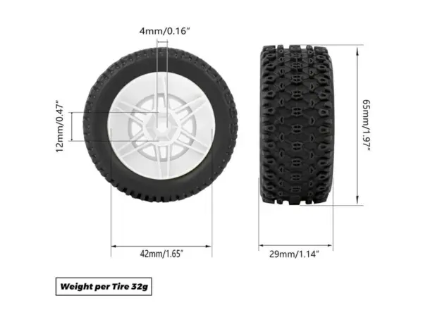 Method Geoform 1/16 Sc Tyres on 12mm Hex Yellow Wheels (Pr)