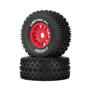 Method Geoform 1/8 Sc Tyres on 17mm Hex Red Wheels (Pr)