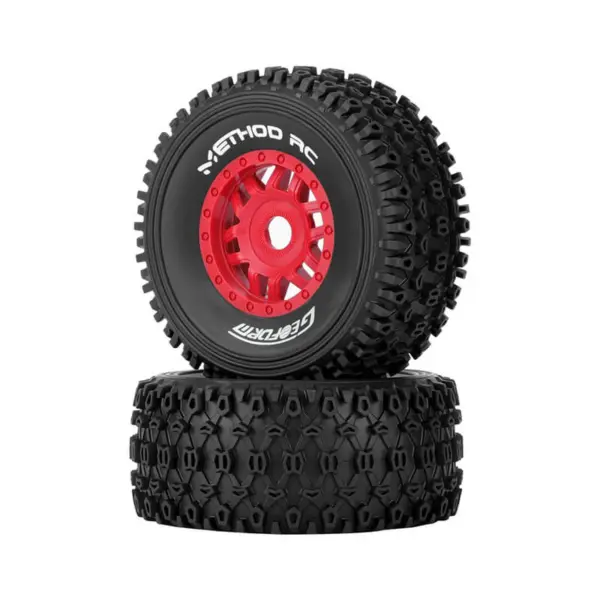 Method Geoform 1/8 Sc Tyres on 17mm Hex Red Wheels (Pr)