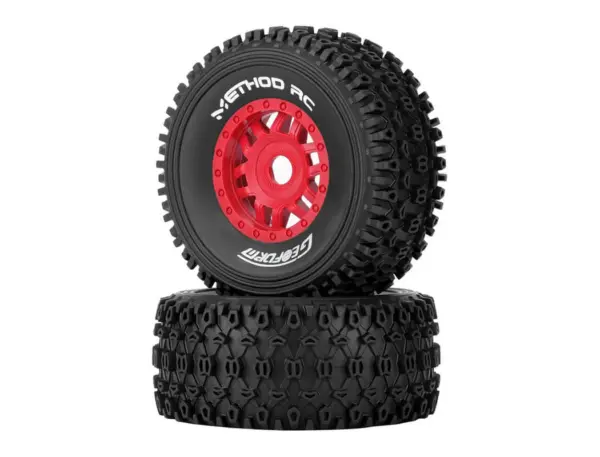 Method Geoform 1/8 Sc Tyres on 17mm Hex Red Wheels (Pr)