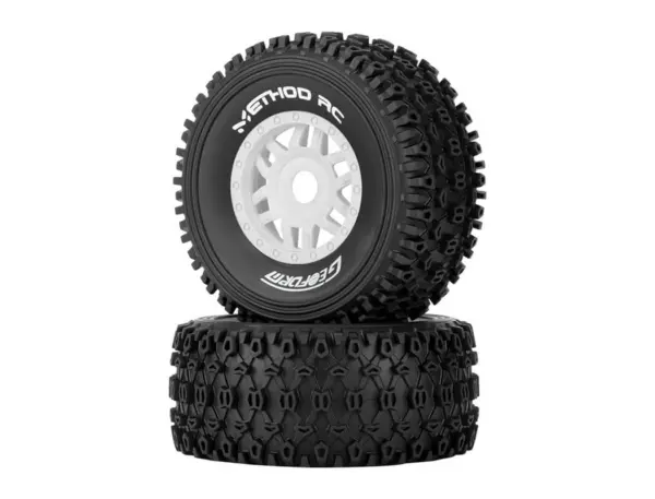 Method Geoform 1/8 Sc Tyres on 17mm Hex White Wheels (Pr)