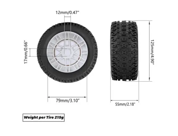 Method Geoform 1/8 Sc Tyres on 17mm Hex White Wheels (Pr)