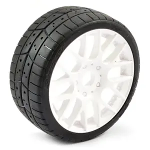 Sweep 1/8th Exp Gt Tread Glued 45deg Tyres W/Belt / Evo16 White Wheels / High (Pr)