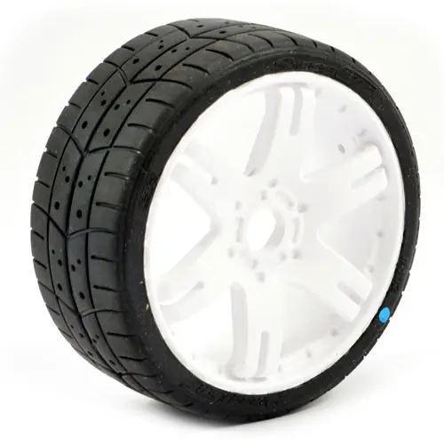 Sweep 1/8th Gt Tread Glued 45deg Tyres W/Belt / 6ix Pak White Wheels / Basic (Pr)