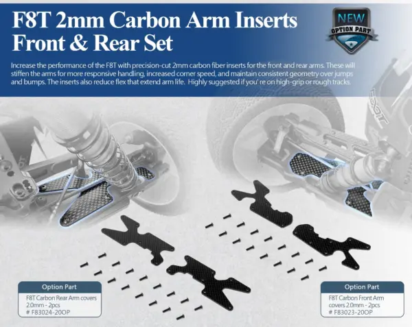 Sparko F8t Carbon Fiber Front Arm Inserts 2mm (2)