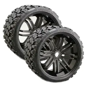 Sweep Terrain Crusher Belted Tyre on Black 17mm Wheels 1/4 Offset