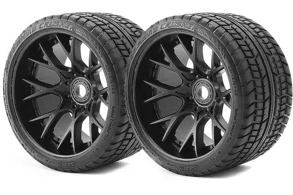 Sweep Road Crusher Belted Tyre Black 17mm Wheels 1/2" Offset