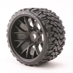 Sweep Terrain Crusher Belted Tyre Black 17mm Wheels 1/2 Offs