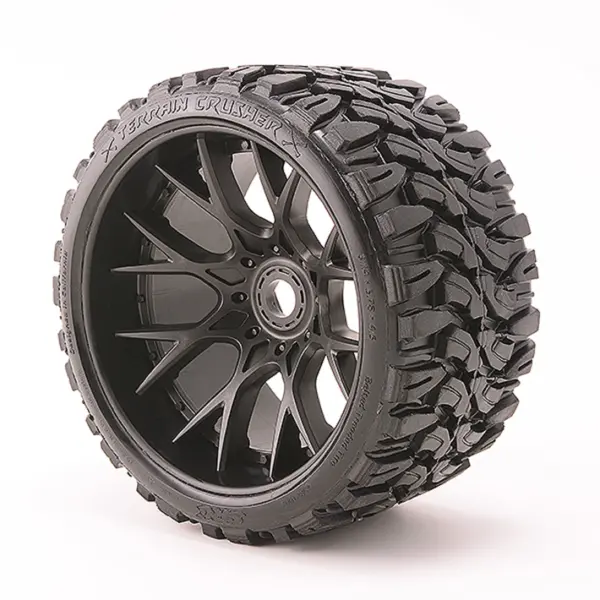 Sweep Terrain Crusher Belted Tyre Black 17mm Wheels 1/2 Offs
