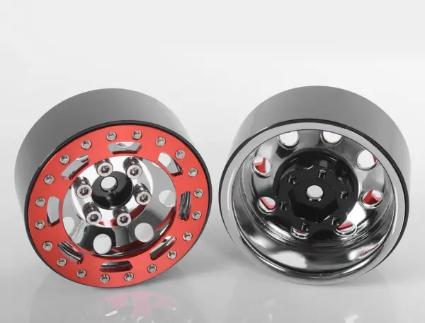 Rc4wd Tro 1.7" Stamped Steel Beadlock Wheels (Red/Chrome)