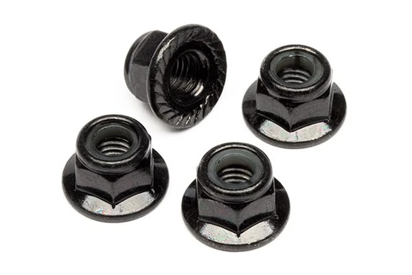 HPI Racing Flanged Lock Nut M5 (Black/4Pcs)