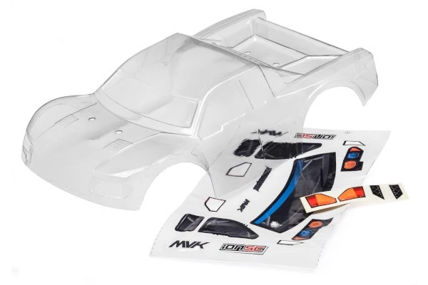 Maverick RC CLEAR SHORT COURSE BODY WITH DECALS (ION SC)