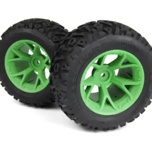 Maverick RC Mounted Linebacker Tire on MT Wheel (Green/2pcs)