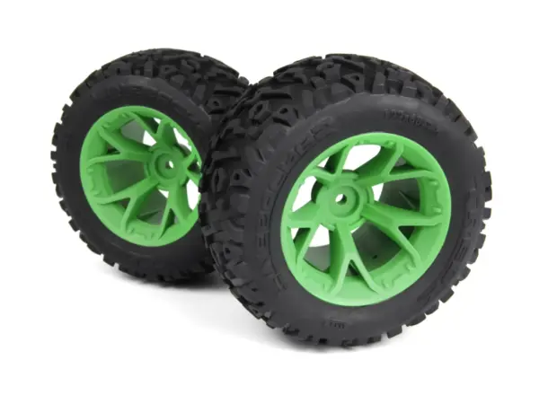 Maverick RC Mounted Linebacker Tire on MT Wheel (Green/2pcs)