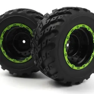BLACKZON Smyter MT Wheels/Tires Assy (Black/Green/2pcs)