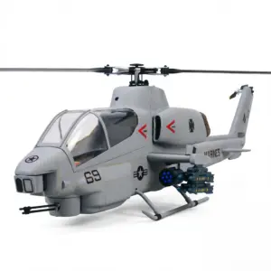 FLISHRC AH-1 Cobra (Gray) RTF Scale RC Helicopter - FL500 V2 500 Class/Size