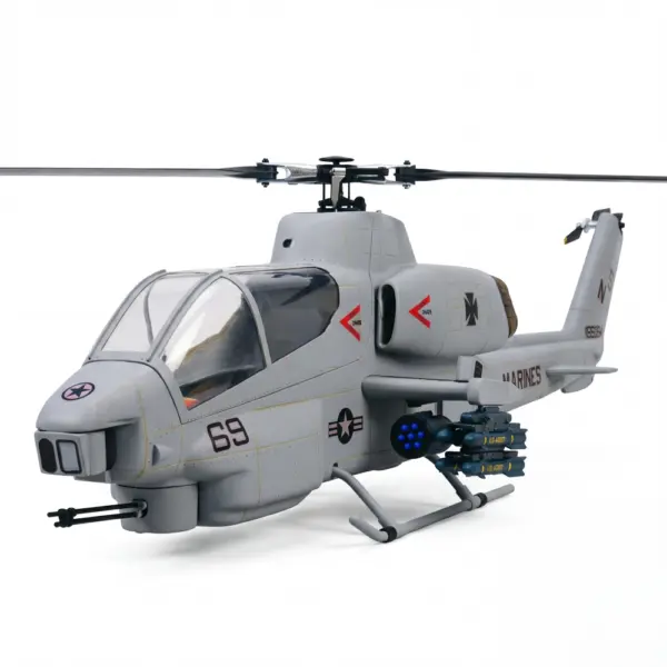 FLISHRC AH-1 Cobra (Gray) RTF Scale RC Helicopter - FL500 V2 500 Class/Size