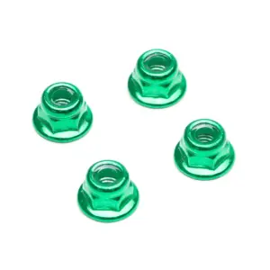 Fastrax M4 Green Flanged Aluminium Locknuts 4pcs