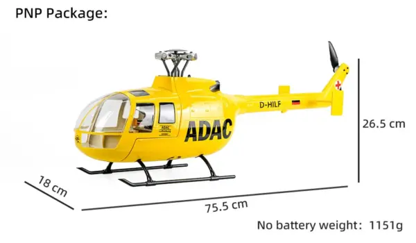 Flywing BO-105 RC Helicopter RTR Grey — Servo Failure (Warranty Return)
