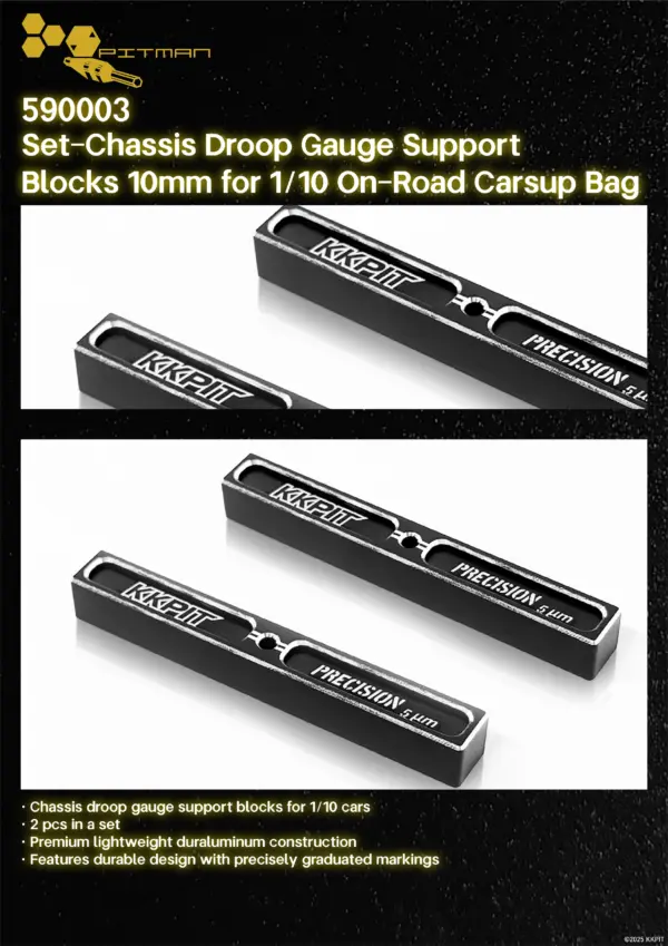590003 Chassis Droop Gauge Support Blocks 10mm for 1/10 On-Road Cars