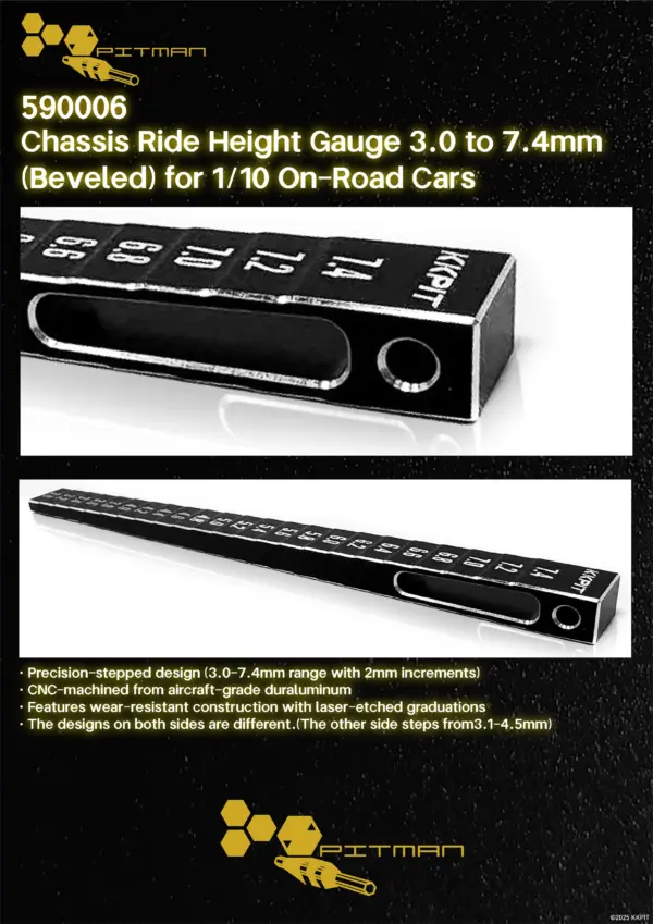 590006 Chassis Ride Height Gauge 3.0 to 7.4mm (Beveled) for 1/10 On-Road Cars