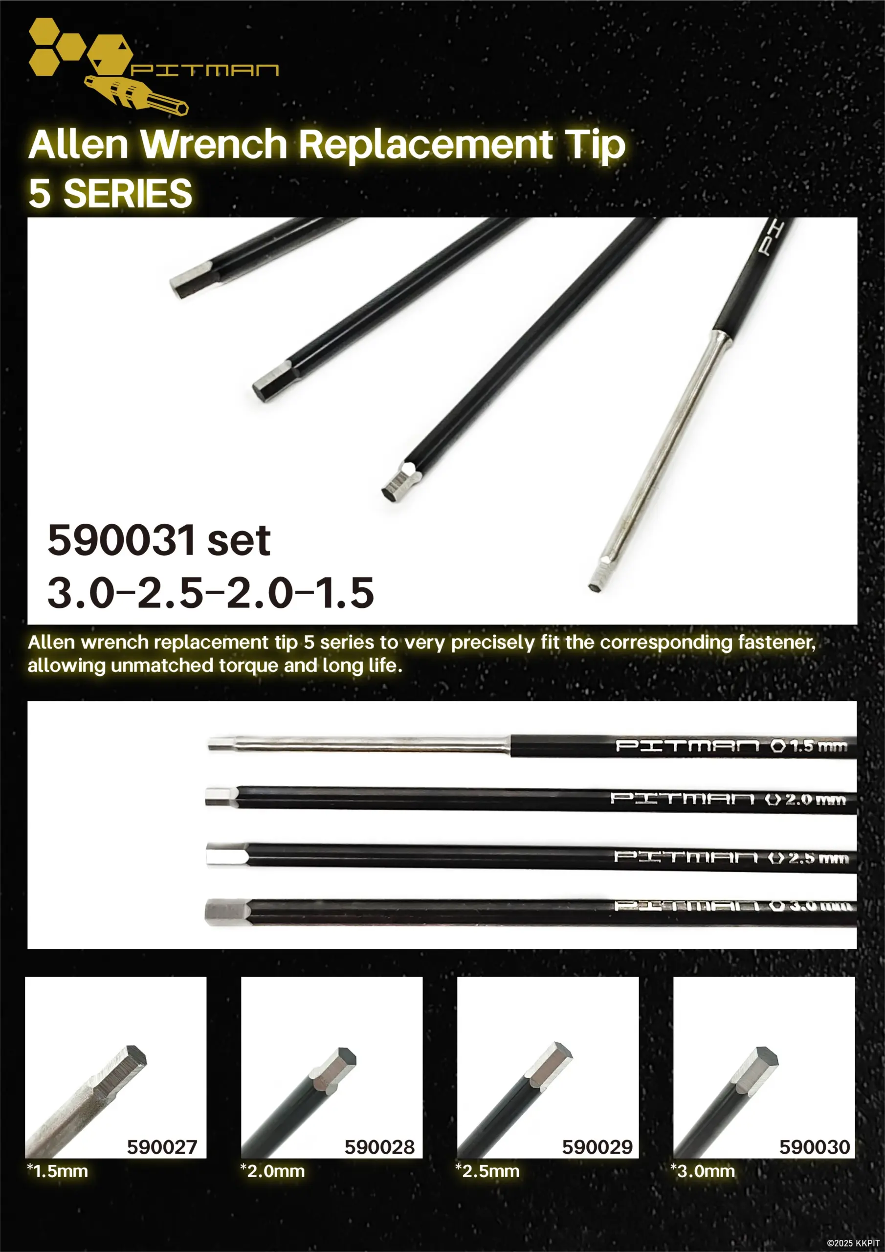 590027 Allen Wrench Replacement Tip 5 SERIES 1.5 x 100 mm – view 3