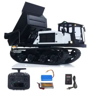 Super Frog 1/14 RC Hydraulic Crawler Dumper Truck T14R RTR Radio Controlled Metal Tracked Tipper Hydraulic Construction Vehicles Frsky X14 Light Electric Wiper