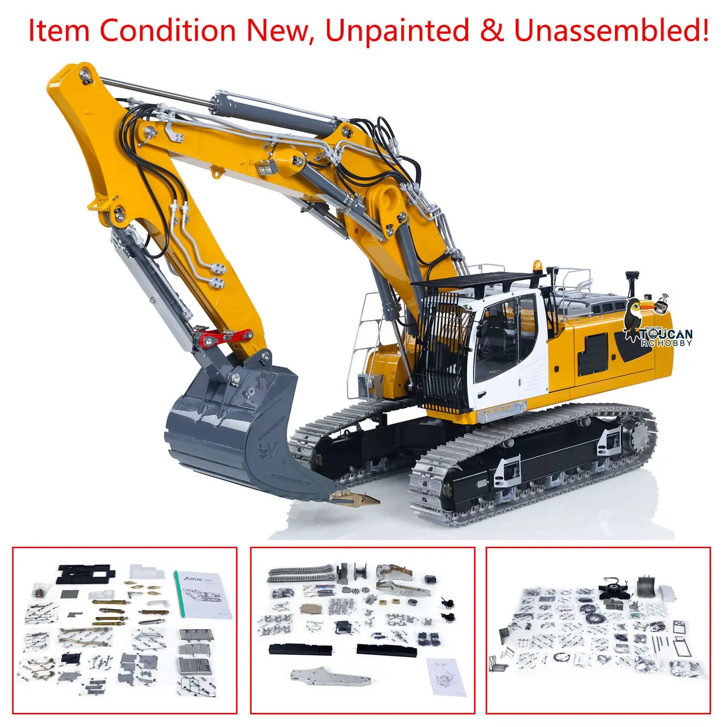 LESU 1/14 RC Hydraulic Excavator LR956 Metal 3 Arms Remote Control Digger Model 4+3CH Valve Dual Pumps Light Flysky PL18EV LITE