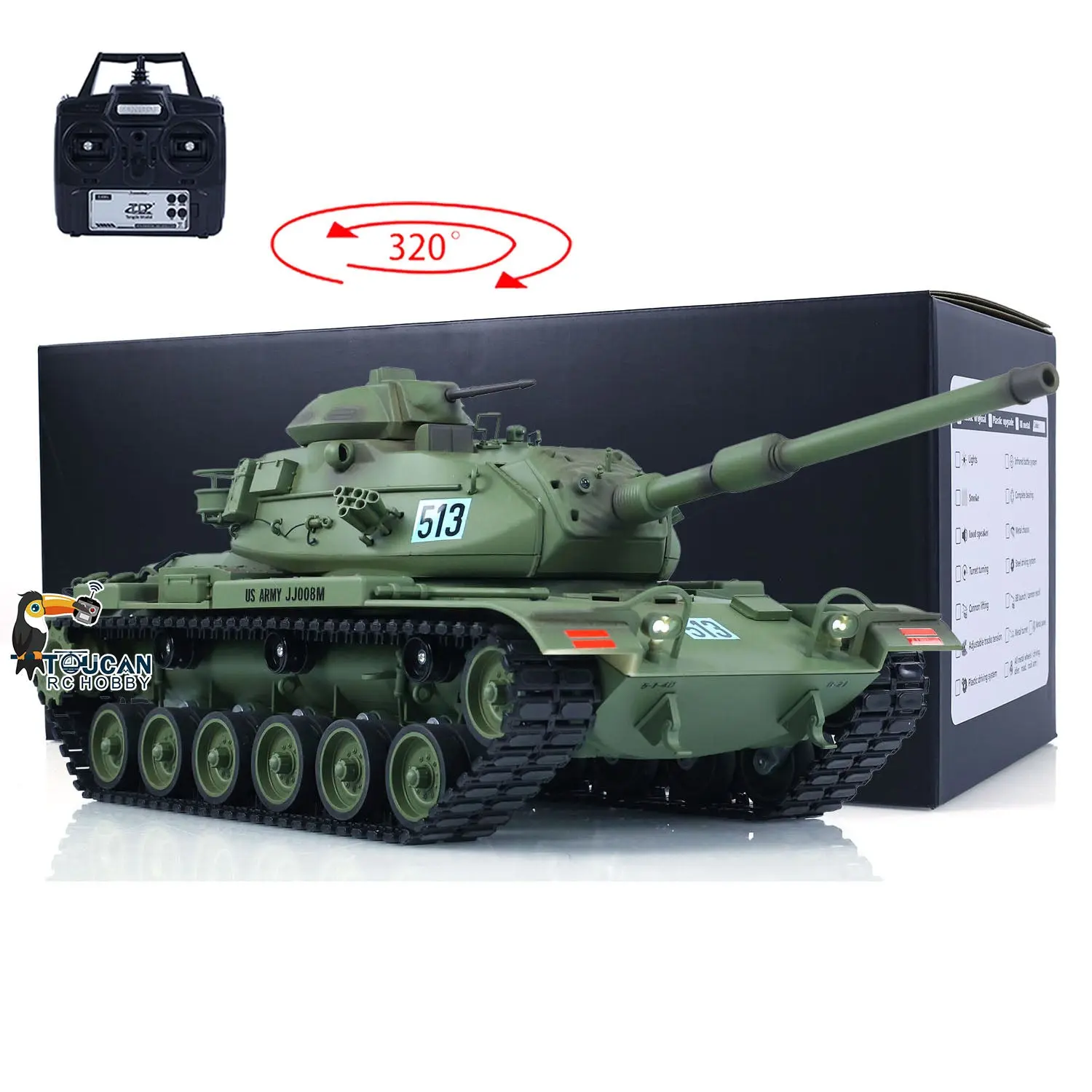 TD Model 1/16 RC Tank M60A3 USA Remote Control Battle Military DIY Simulation Model BB Unit Light Sound Smoke Barrel Recoil