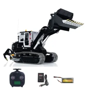 LESU 1:14 RC Hydraulic Tracked Loader AOUE 973K Car Openable Bucket Rear Plow Metal Tracks Sprockets Powerful Good Performance