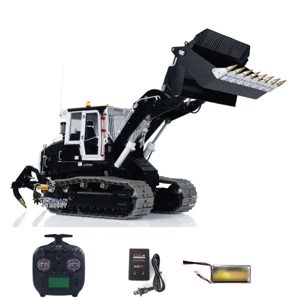 LESU 1:14 RC Hydraulic Tracked Loader AOUE 973K Car Openable Bucket Rear Plow Metal Tracks Sprockets Powerful Good Performance