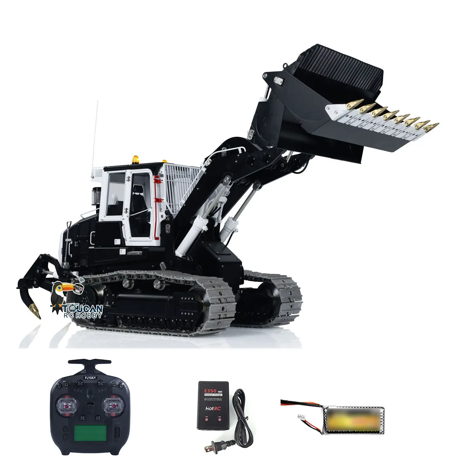 LESU 1:14 RC Hydraulic Tracked Loader AOUE 973K Car Openable Bucket Rear Plow Metal Tracks Sprockets Powerful Good Performance