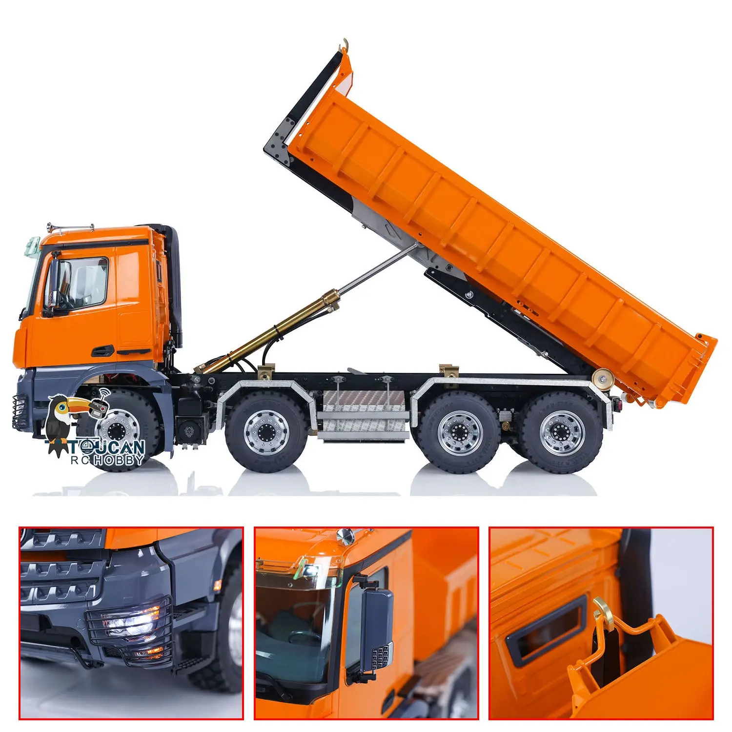 LESU 1/14 8*8 for K3363 Hydraulic RC Dumper Truck Tipper Model 1/2 Transfer Case LED Light 3T Sound ESC Servo Motor