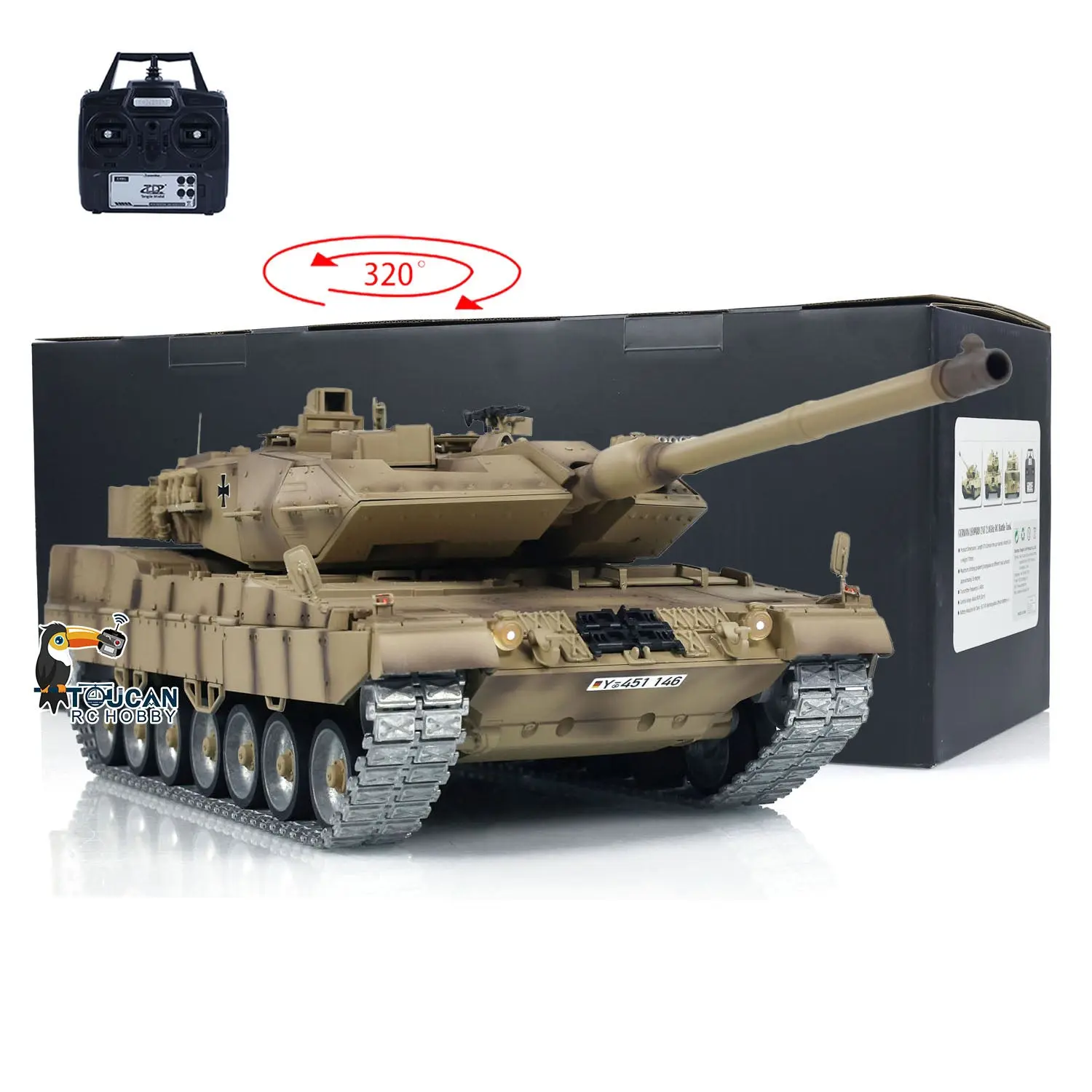 Tongde 1/16 RC Infrared Battle Tank German Leopard2A7 Electric Radio Control Military Vehicle Barrel Recoil Optional Version Painted