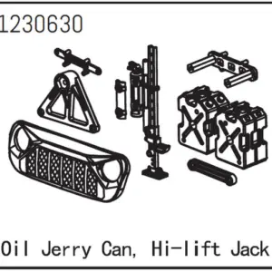 Grill, Oil Jerry Can and High Lift Jack